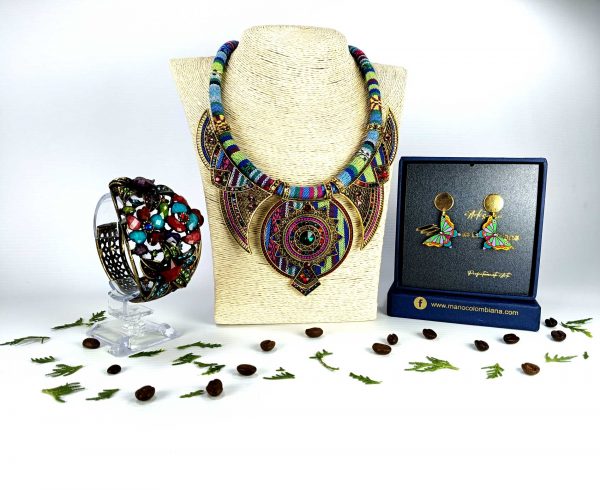 Set étnico verde azul morado